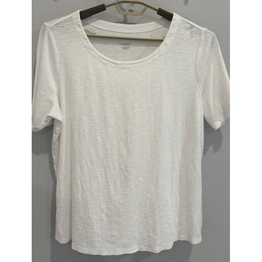 J Jill Pima Slub Scoop Neck Side Slit Tee White Size XL
